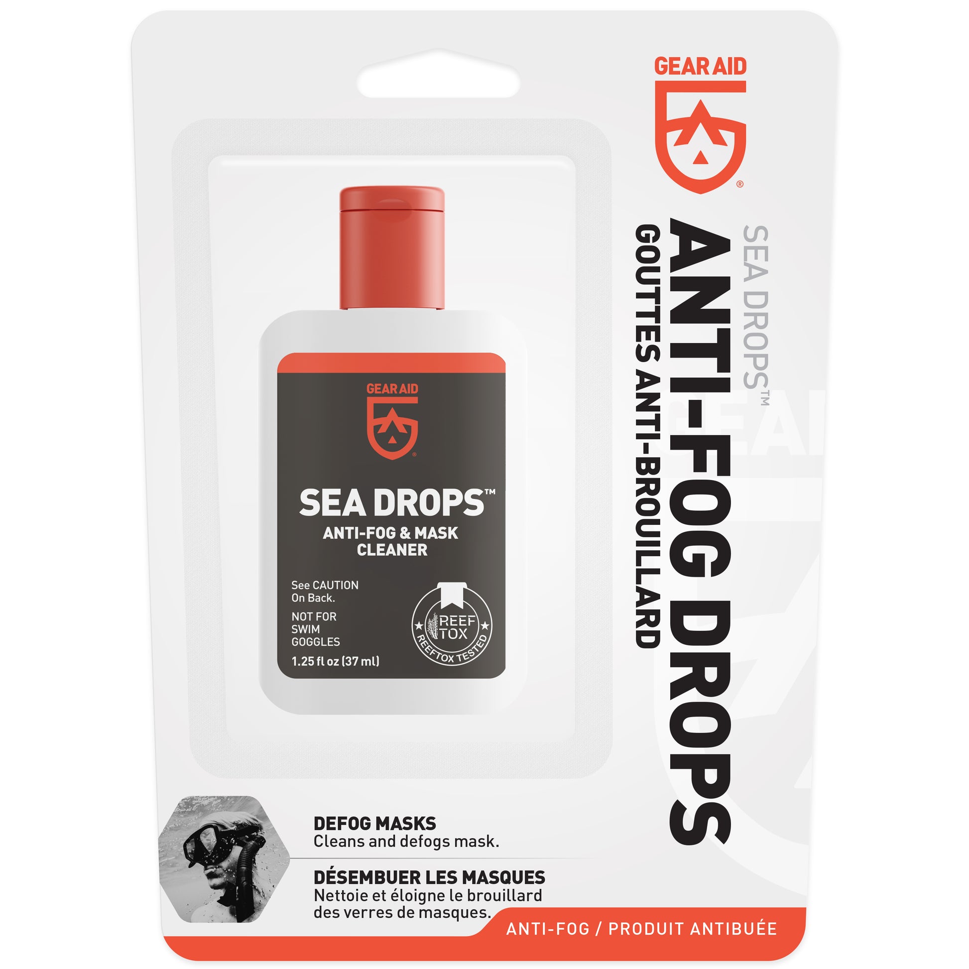 Sea Drops Anti-Fog & Mask Cleaner in packaging on white background