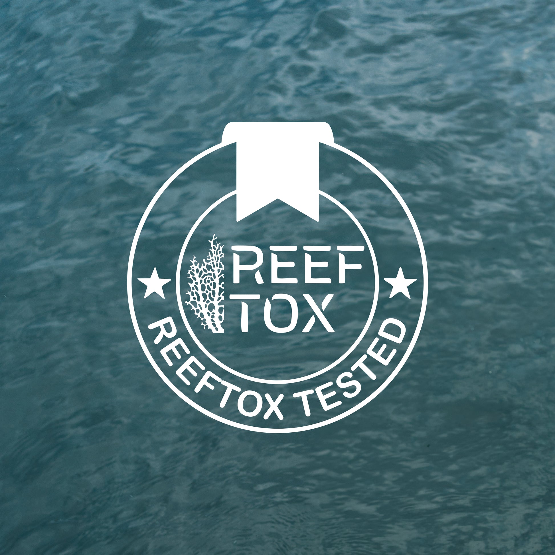 ReefTox Tested logo on water background